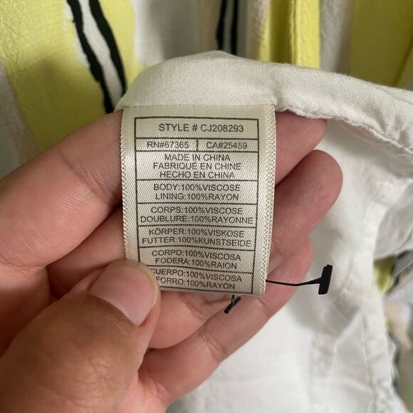 Cupcakes and Cashmere Yellow Navy Stripe Wrap Tie Front Mini Dress SZ M - Picture 5 of 7